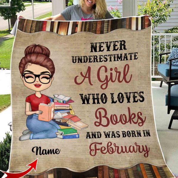 Personalized Name February Girl Fleece Blanket QFHY030303