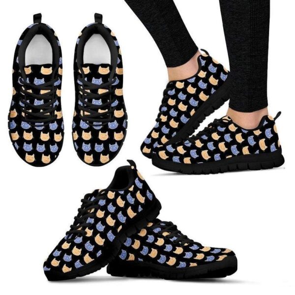 Cats Pattern – Women’s Sneakers, Cat Lovers Footwear, Cat Lady Shoes, Vet Student, Pet Owner