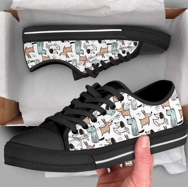 Dog Print Shoes, Dog Sneakers Pet Owner Shoes, Cute Shoes Dog Lover Gifts, Low Top Converse Style Sneakers For Adults Women & Men