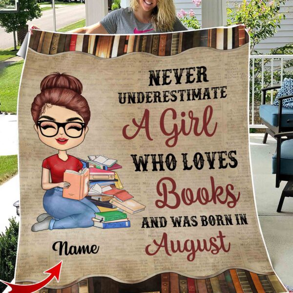 Personalized Name August Girl Fleece Blanket QFHY030309