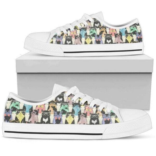 Cat Pattern Sneakers Women Gifts Pet Lovers Art Her High Quality Flat Converse Fashion Casual Art Shoes
