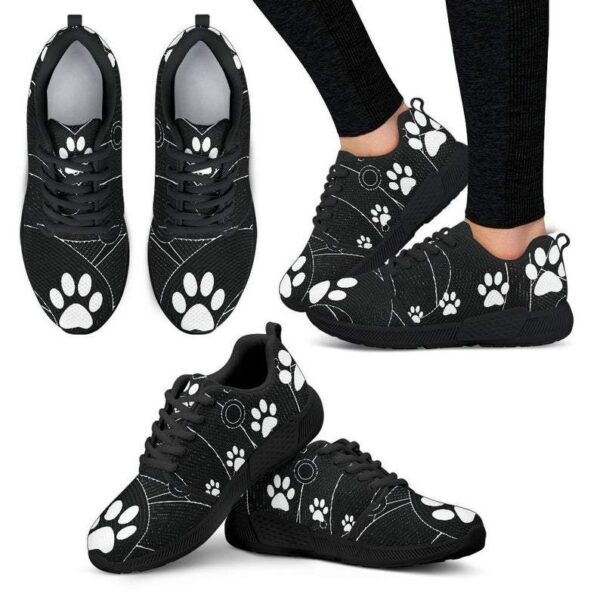 Black Paw Prints Waves – Women’s Veterinary Sneakers, Animal Lovers Footwear, Vet Tech Shoes, Vet Student, Pet Owner