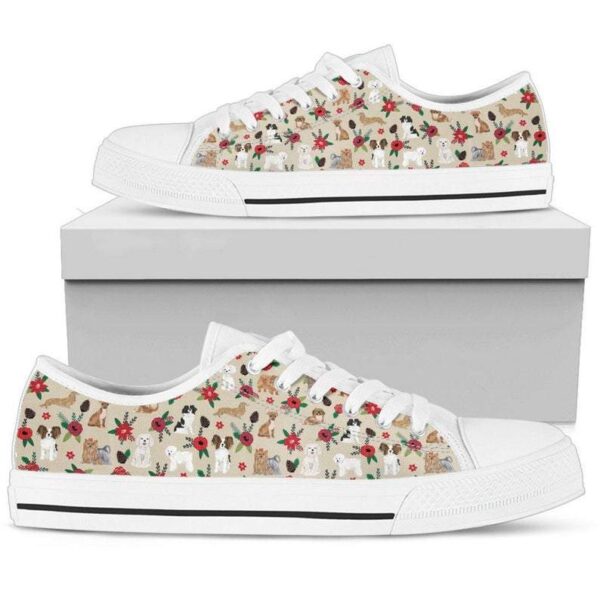 Dogs On Women Sneakers Fashion Athletic Casual Floral White Athletic Gifts Her Pet Lover Vans Best Selling