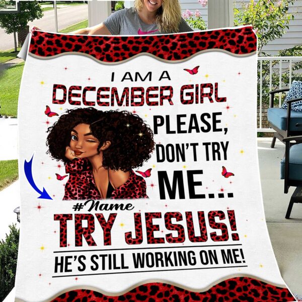 Personalized Name December Girl Fleece Blanket QFHM090312