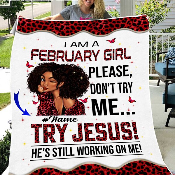 Personalized Name February Girl Fleece Blanket QFHM090302