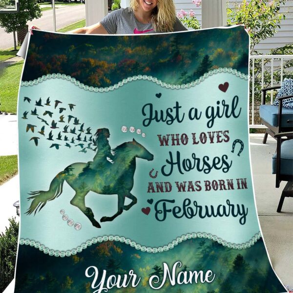 Personalized Name February Girl Fleece Blanket UKAA070302